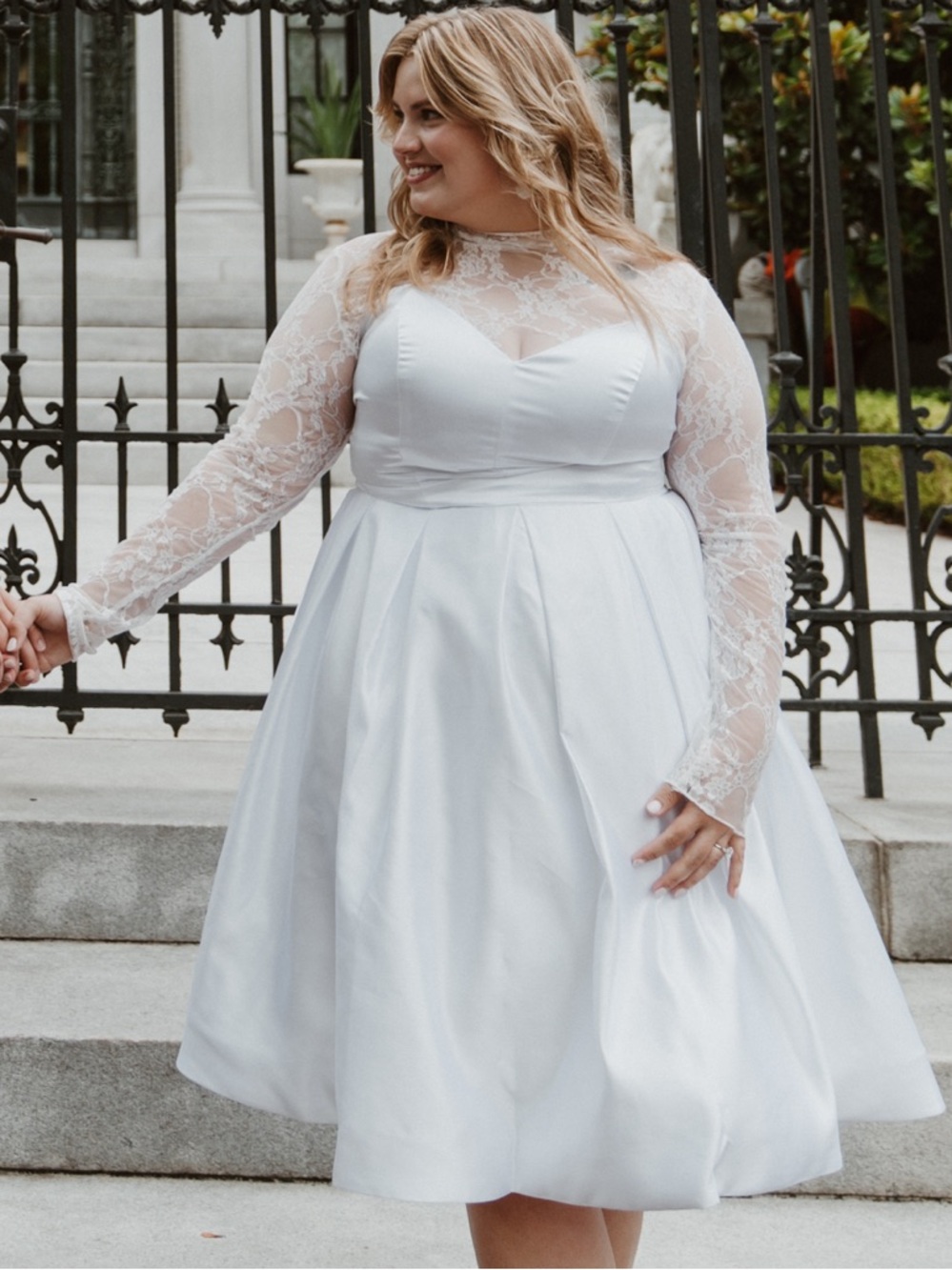 White knee length short Bridal Dress